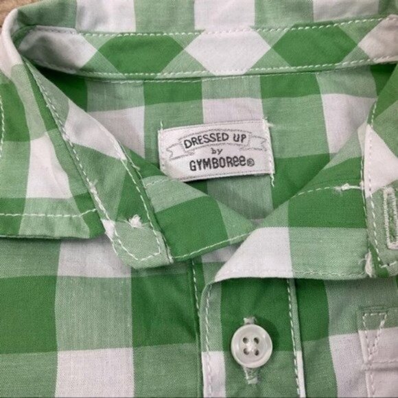 Dressed Up By Gymboree plaid green & white romper size 0-3 months - Picture 4 of 6